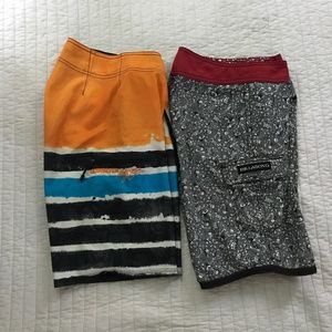 2 pair of Boys surf trunks. One billabong and one quicksilver. Size 24 waist.